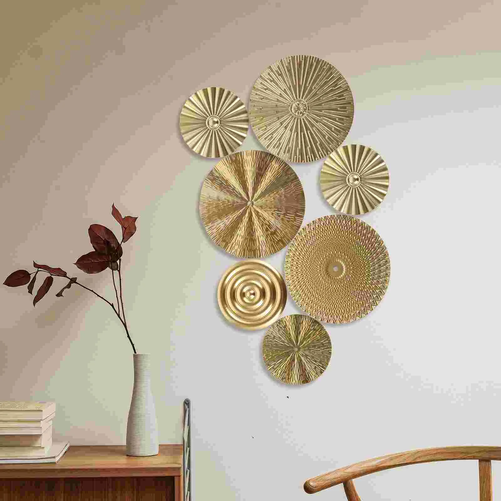 Circle Gold Wall Hanging Clock Digital Accent Decor Decorations for Living Room Circular