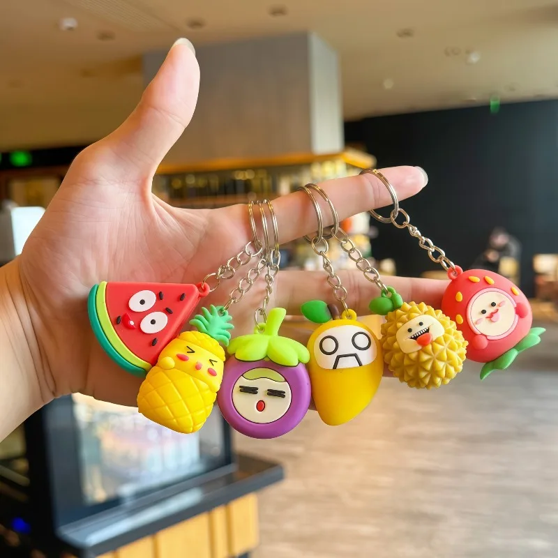 3D Watermelon Durian Keychain Cartoon Simulation Fruit Pendant Backpack Keychain Pendant Student Activity Gift Wholesale