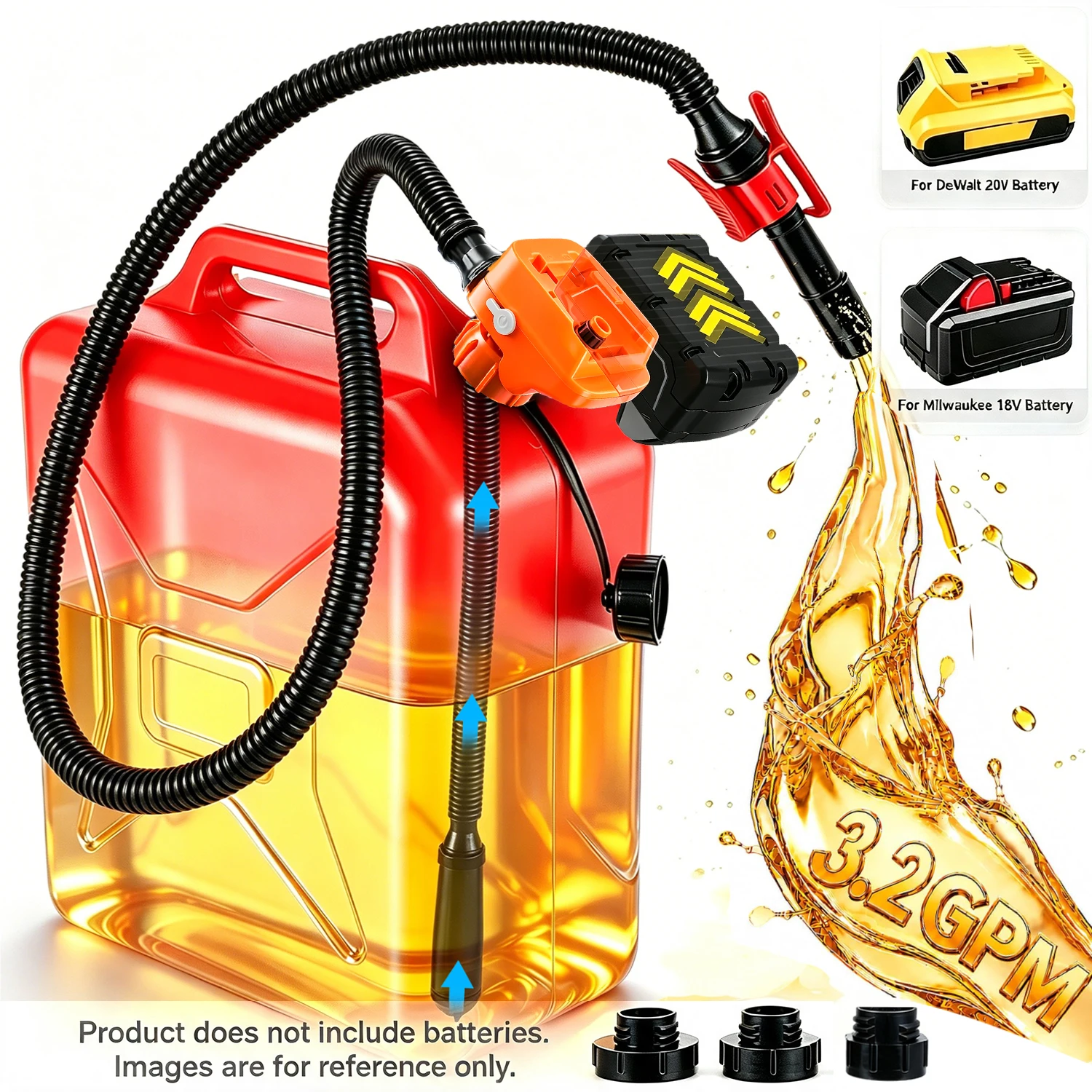 3.2 GPM Battery Operated Fuel Transfer Pump with Auto Shut Off Sensor, Portable Electric Fuel Pump