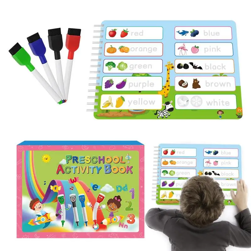 

Preschool Activity Book Busy Book For Toddler Montessori Wipe Clean Activity Book For Early Educational Fun Reusable For Boys