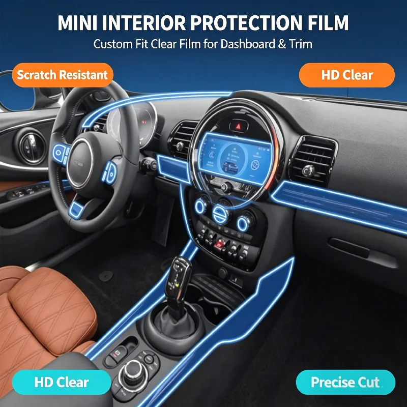 For 22-23 BMW MINI CLUBMAN interior film center console screen transparent anti-scratch protective film modification