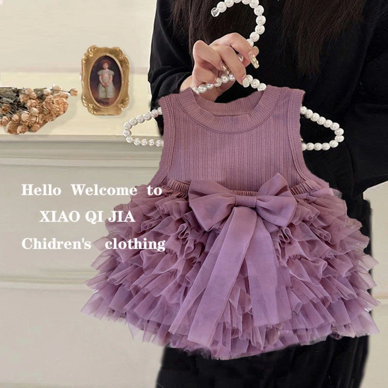 

tutuGirls' summer dress, baby girl's one-year-old birthday dress, mesh skirt set, summer romper dress