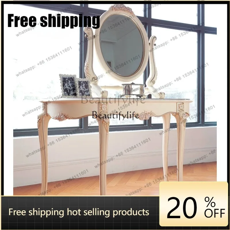 XX European French Solid Wood Carving Flower Entrance Table American Neoclassical Decorative Table