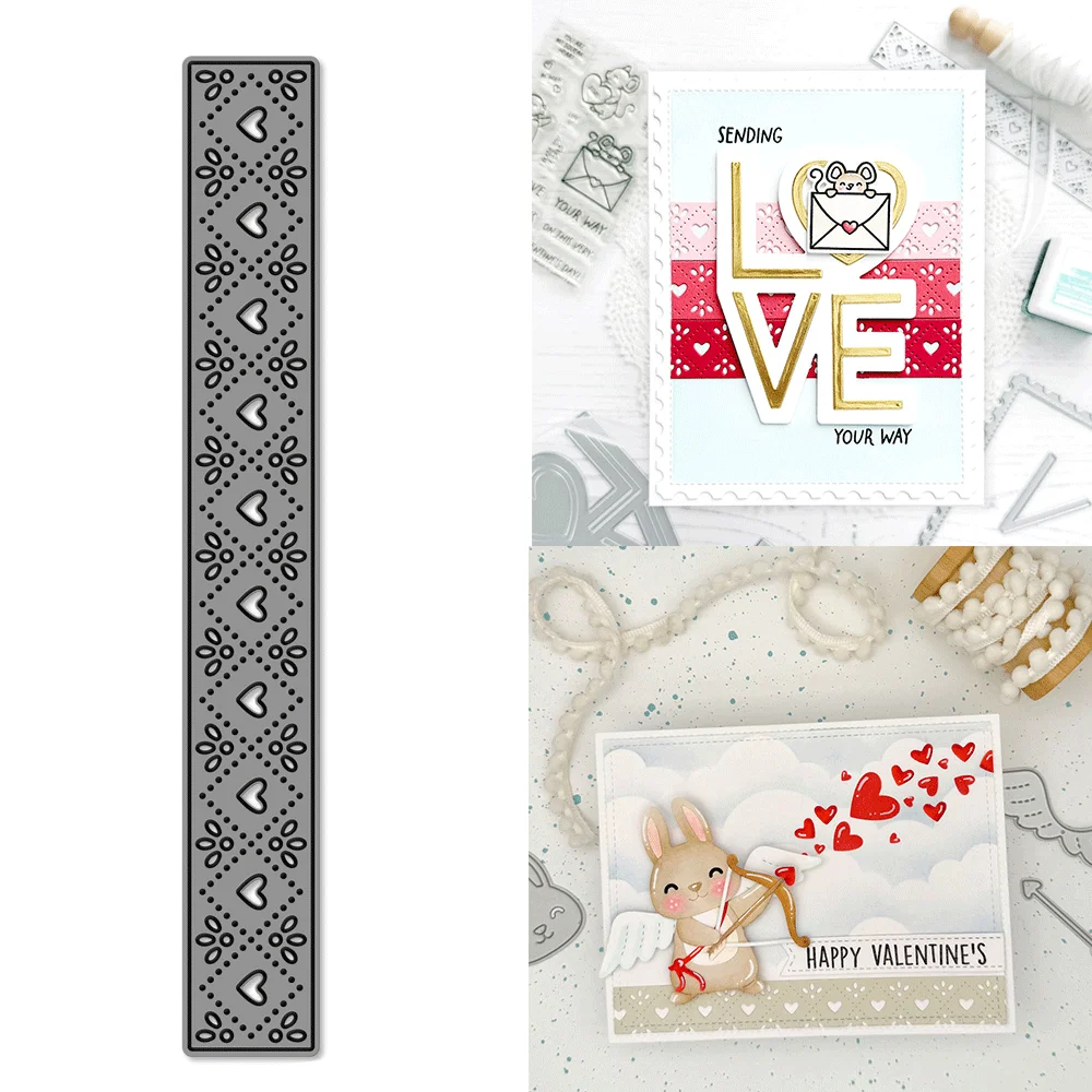 Valentinstag-Themen Gesteppte Herz-Metallstanzformen Prägestanzformen für DIY-Kartenherstellung Scrapbooking Bastelbedarf