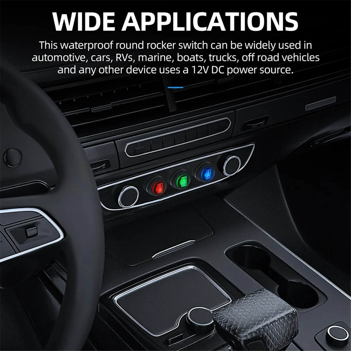 방수 해양 라운드 토글 스위치, LED 조명 온 오프 스위치, 헤비 듀티 3 색, 12V 20A UL 등록, 신제품