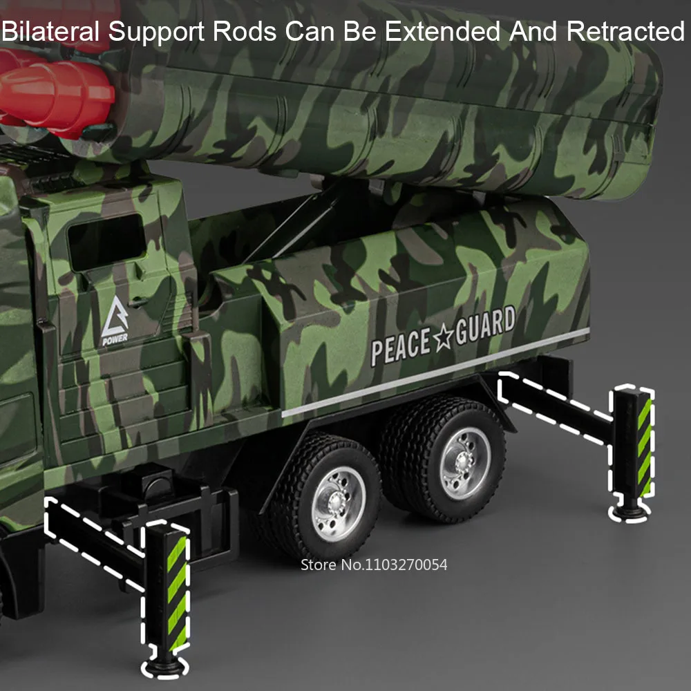 1:32 インターコンチネンタルミサイル車両合金モデルおもちゃダイキャストカー、サウンドライト付きプルバックミニチュアカー、子供向けフェスティバルギフト