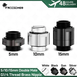 FREEZEMOD Double Male Head Brass Nipple Thread 5mm/10mm & 15mm Rotary Nipple Thread Extension Fitting Thread G1/4 PC Cooling MOD