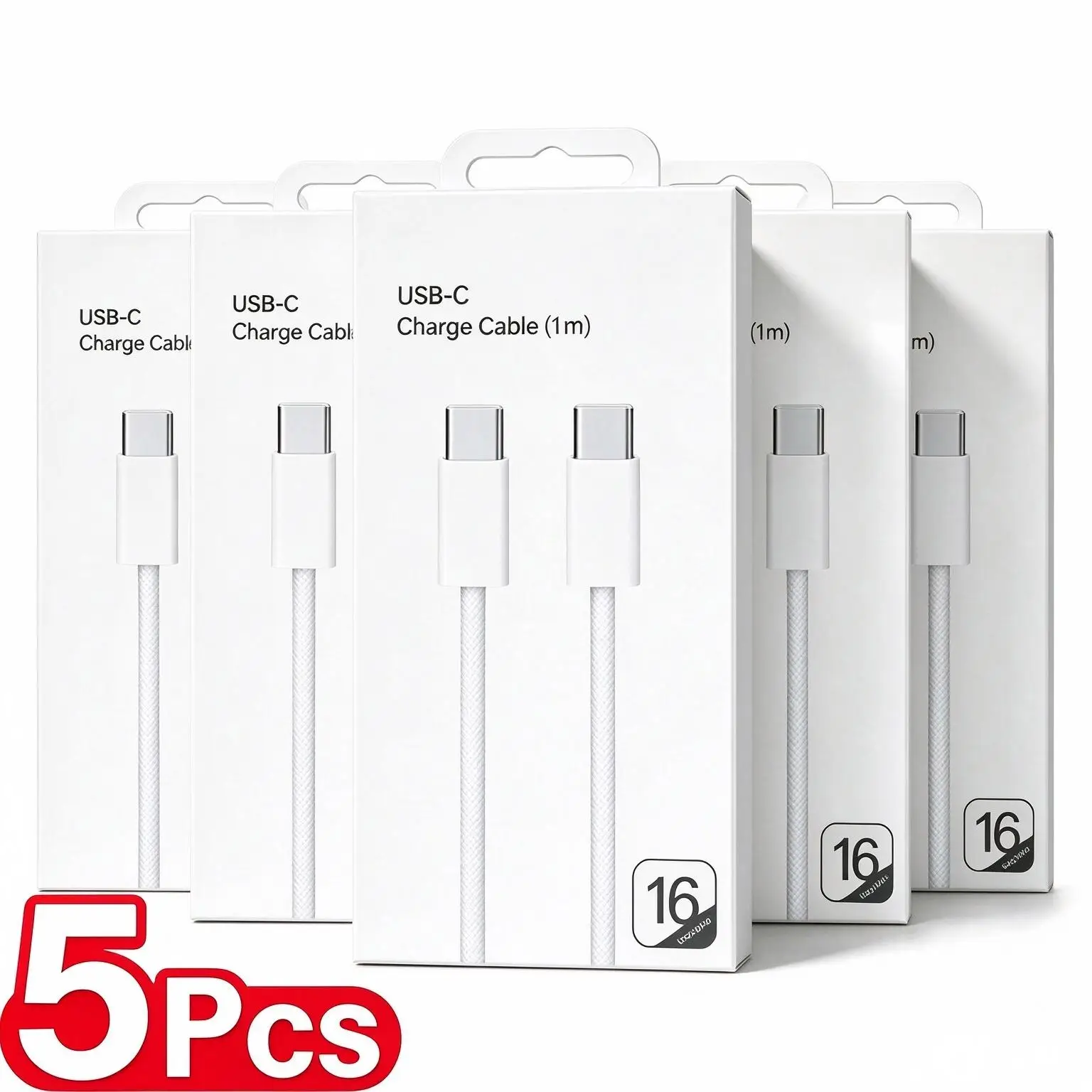 5PCS 60W Dual USB-C Fast Charging Braided Cable For iPhone 18 17 16 15 Pro Max Duo Samsung Xiaomi POCO Honor Type C Data Cables