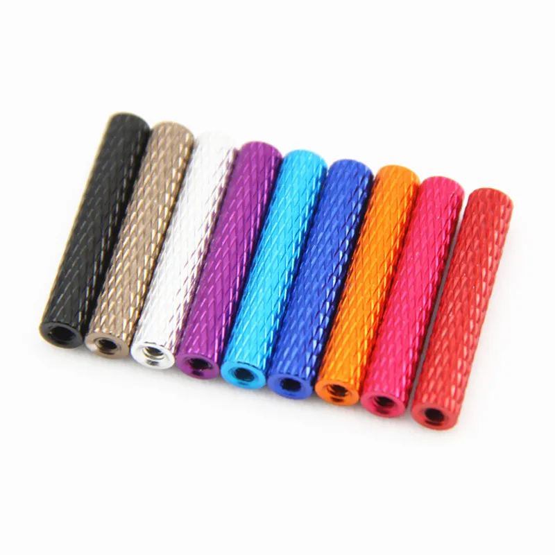 10pcs/lot M3  colourful Standoff Aluminum Knurled Spacer Standoffs M3x6/8/10/12/15/20/25/28/30/35/37/40/45/50mm OD=5MM