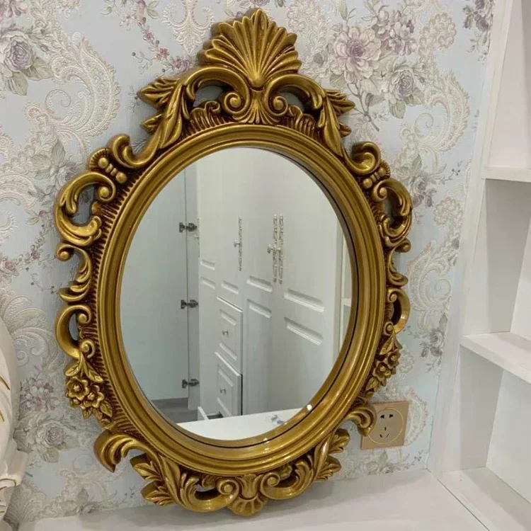 Европейско-американское декоративное зеркало овальное, зеркало для ванной комнаты, настенное зеркало в стиле ретро