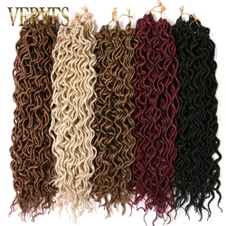 VERVES Dread Faux Locs Synthetic Water Wave 18 Inch Crochet Braids Hair for Women Twist River Goddess Extensions Ombre Brown