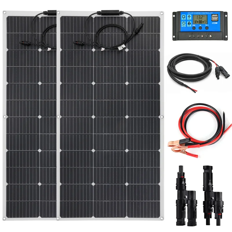 

300W/600W Solar Panel with 60A Controller PET Solars Panel USB Power Portable Outdoor Rechargeable Solar Plate Cell Generator