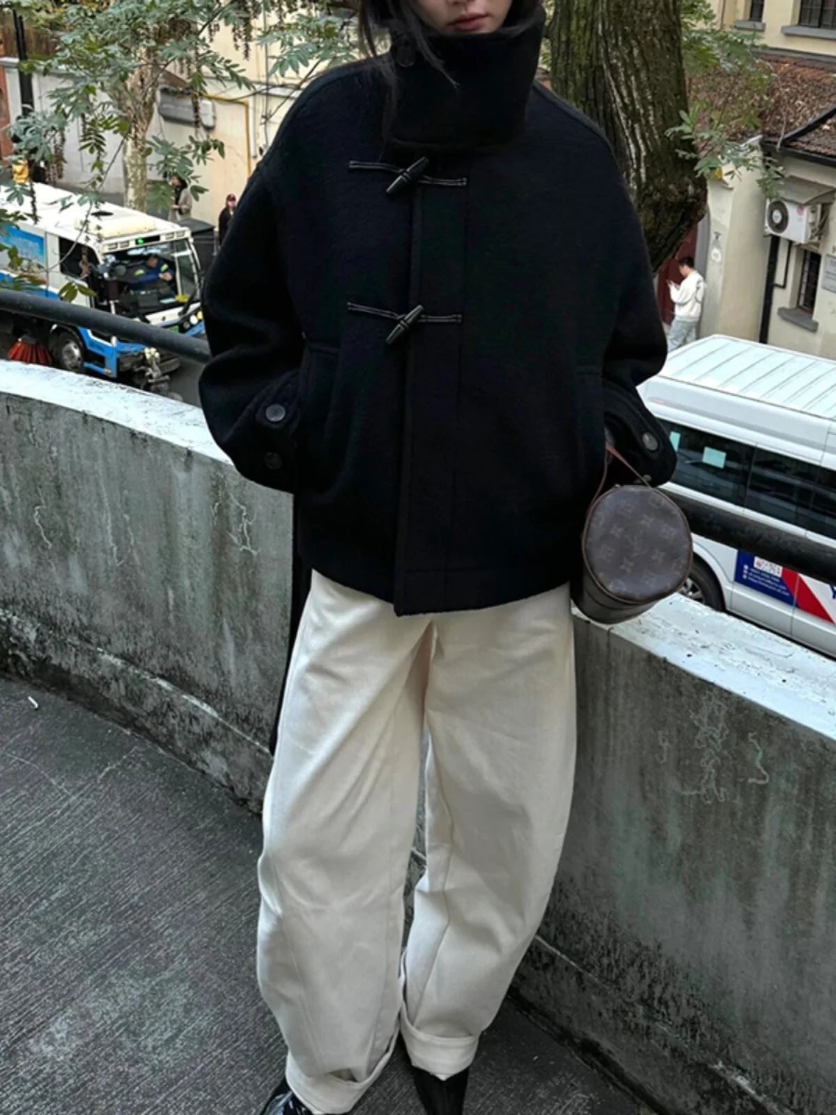 Unico Super Sli Winter Bla Cappotto di lana da donna Thiened ort Sle Versione coreana Pendolarismo Sle Fibra di poliestere