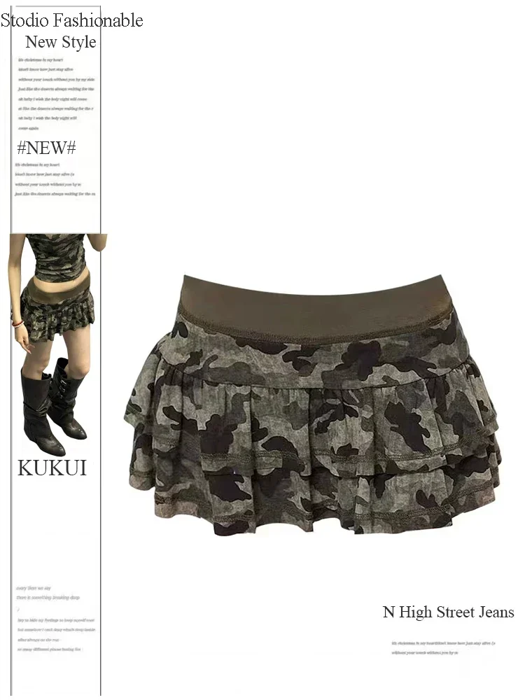 

Summer Gyaru American Vintage Grunge Skirts Women Cyber Punk Camouflage Mini Skirt 2000s Aesthetic Y2k Hot Sexy Tide E-girl New