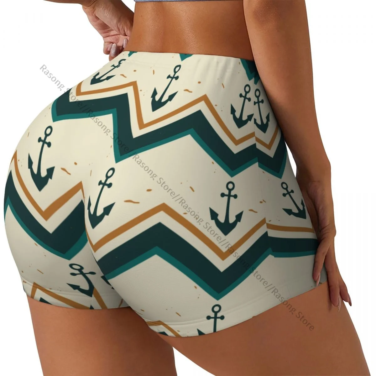 Yoga Shorts Sommer Strand Vintage Anker Frauen Biker Enge Elastische Workout Sport Leggings Sportswear