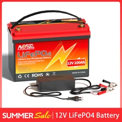 EU UK Stock 12V 100Ah LiFePO4 Battery Pack 1280WH Lithium Iron Phosphate Deep Cycle Battery with BMS 12.8V 100Ah Lithium Battery