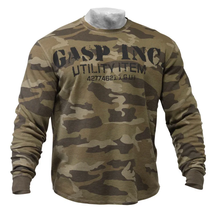 Autumn and winter sports plus size fitness training, warm and breathable camouflage base, long sleeved underwear