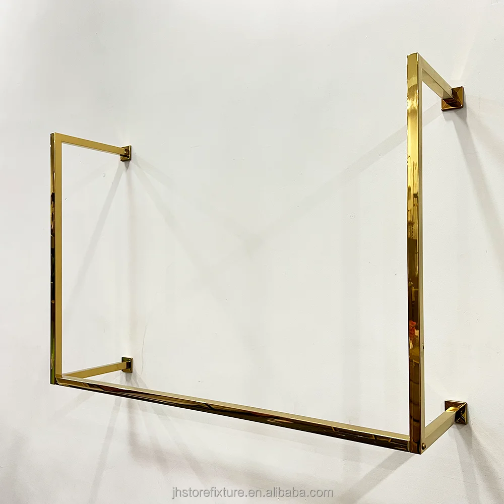 Stainless Steel Factory Price Gold Clothing Display Rack for Wall Mount Cloth Rack Hangers for Clothing Store