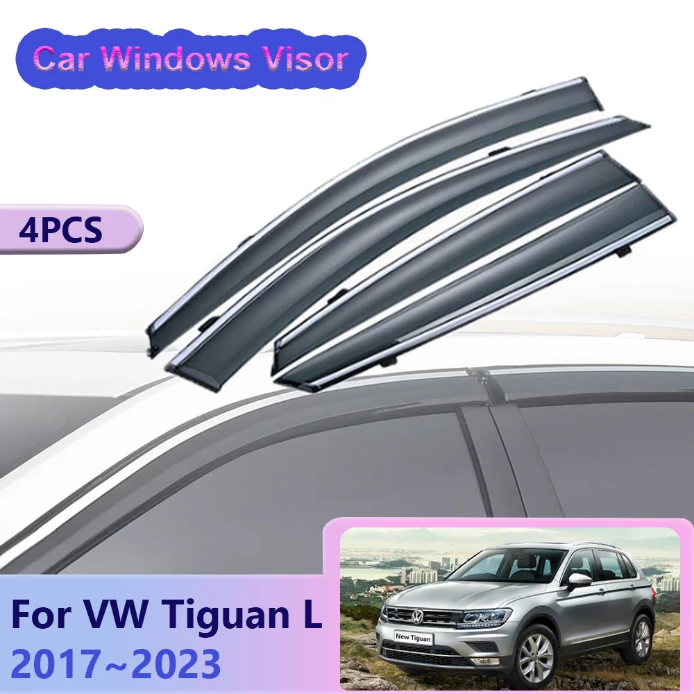 Car Window Visor for Volkswagen VW Tiguan L AD BW 2017~2023 Sun Rain Guard Deflector Side Vent Smoke Covers Exterior Accessories