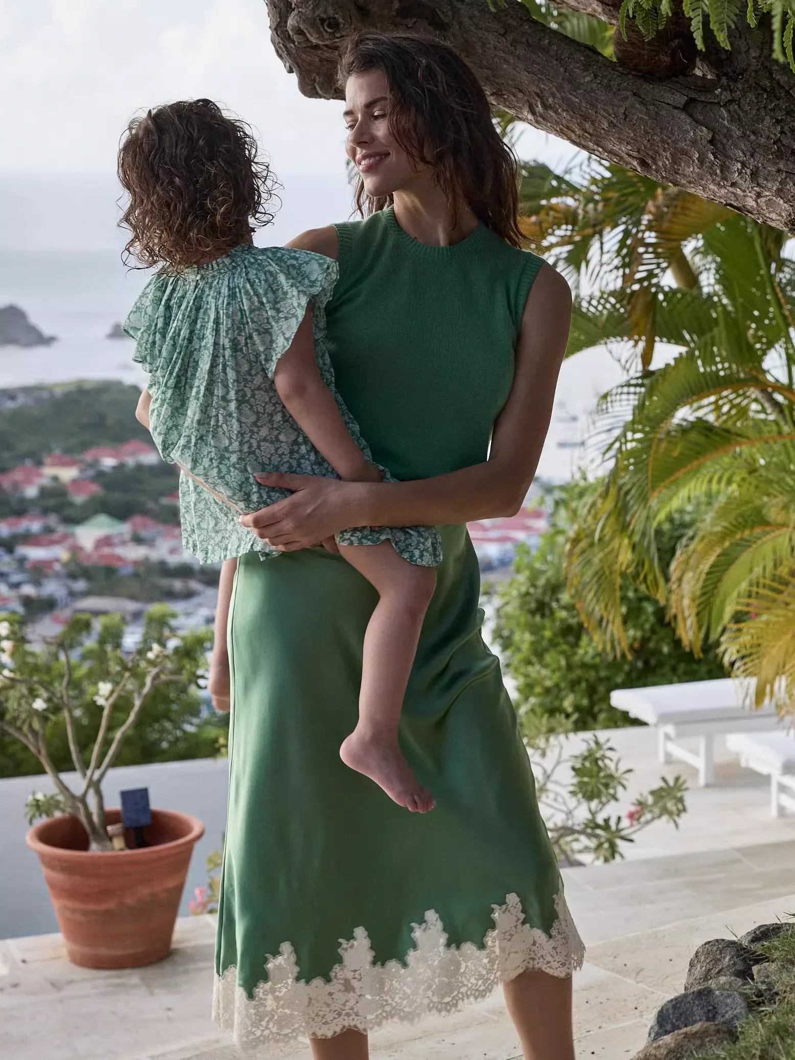 女性 100% シルクグリーンロングスカートレース刺繍パッチワークハイウエストエレガントなレディーススカート