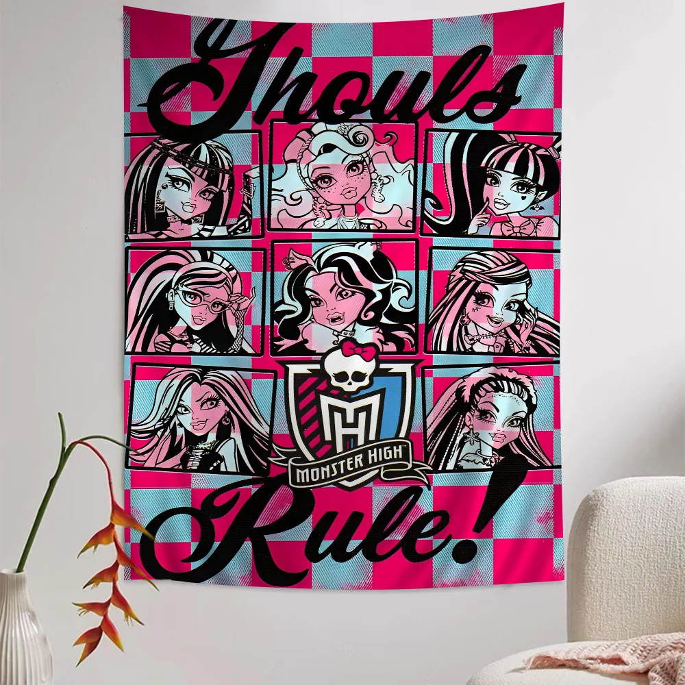 مخطط دمية كرتوني نسيج لغرفة المعيشة ، أزياء فتاة M-Monster H-High ، ديكور النوم ، ديكور المنزل الفني #5