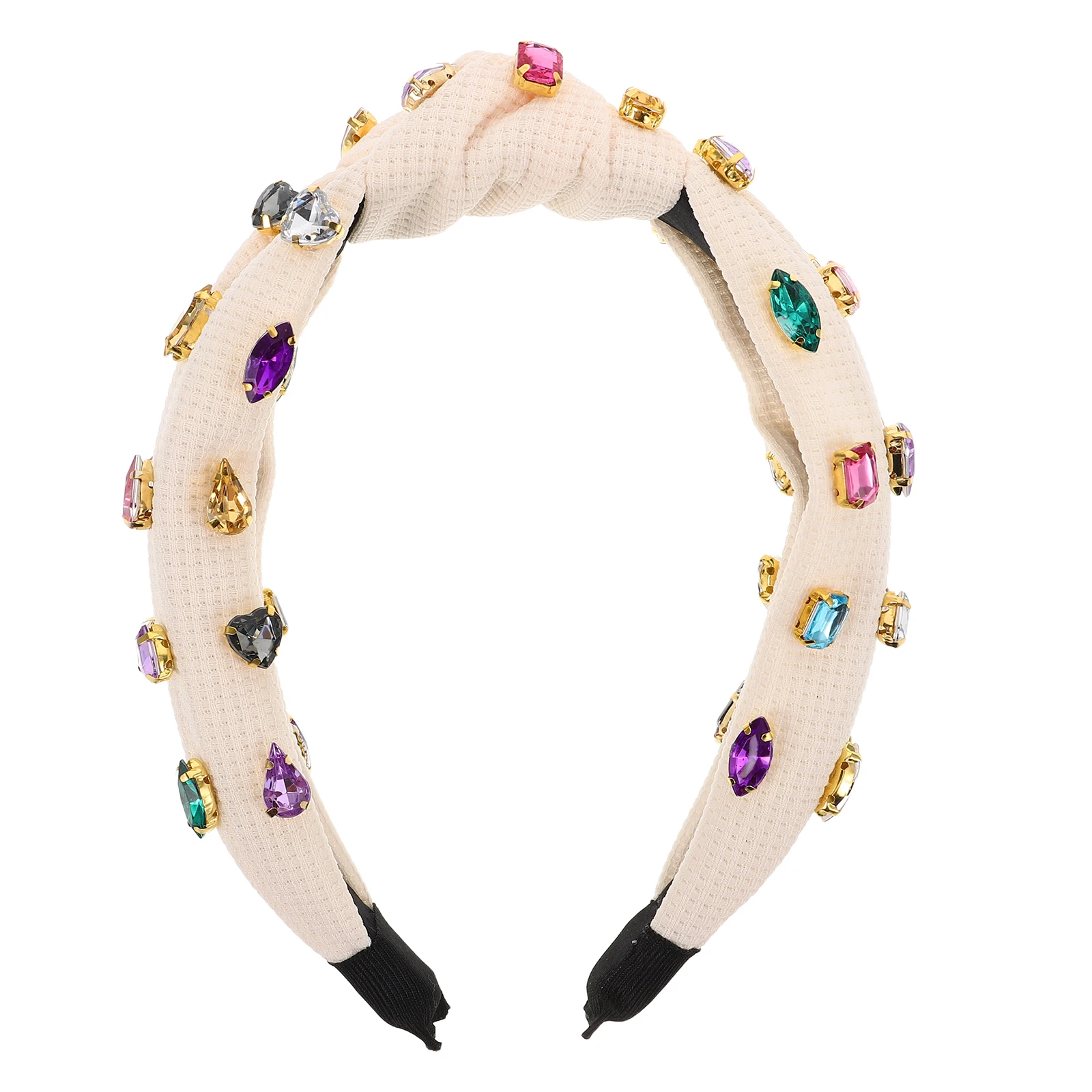 

Sparkling Rhinestone Wide Headbands Knot Crystal Knotted Hair Hoop Embellished Accessories Glamorous Vintage Bowknot Design