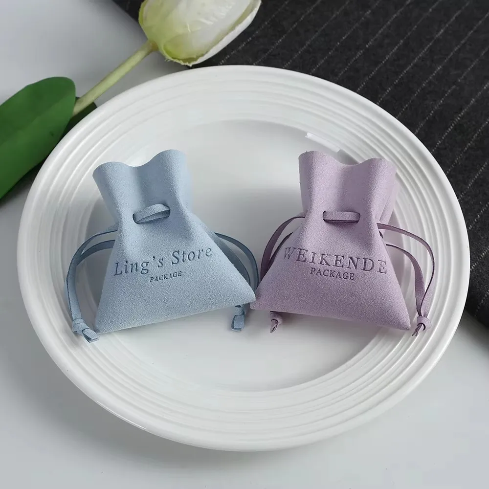100pcs Alternative Microfiber Drawstring Pouch Soft Gift Bag Soap Perfume Jewelry Organizer Packaging Wedding Favors Candy Sack