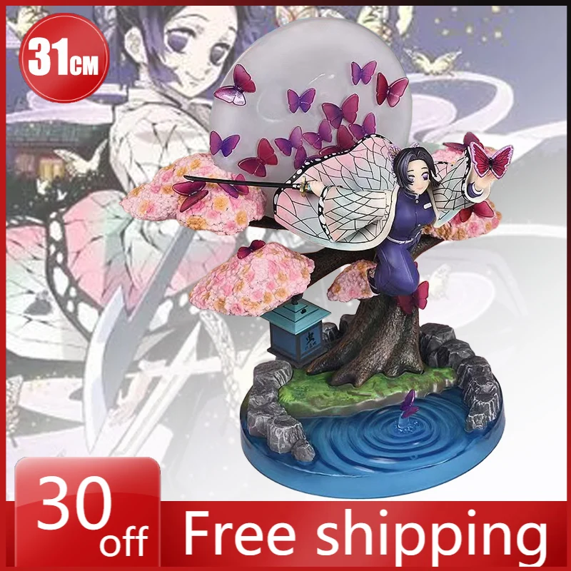 31 cm Demon Slayer: Kimetsu Geen Yaiba Figuur Kochou Shinobu Anime Collectible Model Desktop Decoraties Vakantie Geschenken Kinderen Speelgoed