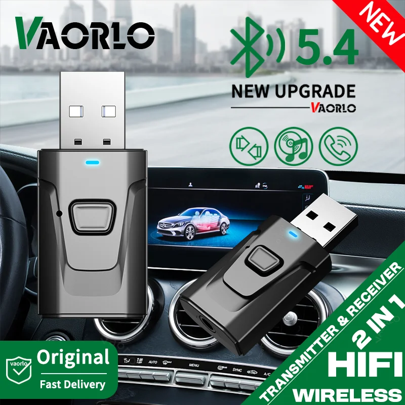 Bluetooth 5.4 Car Audio Transmitter Receiver USB Wireless Music Adapter With Mic Hands-free 3.5mm AUX/RCA For TV Headphone Car