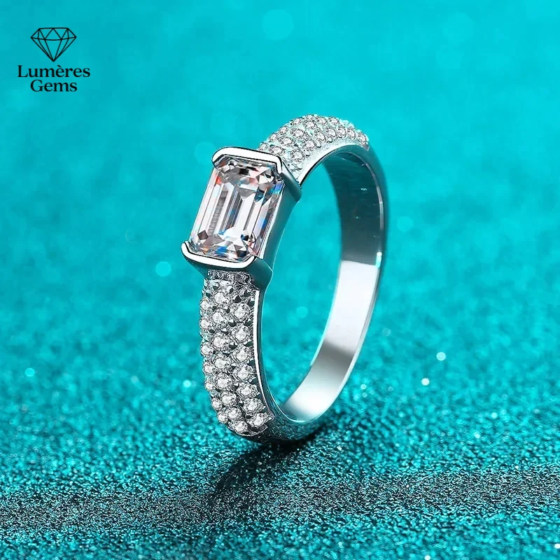 

Luxury 1Ct Radiant Moissanite 18K White Gold Platinum PT950 Ring Women Set Timeless Jewelry For Her Rings