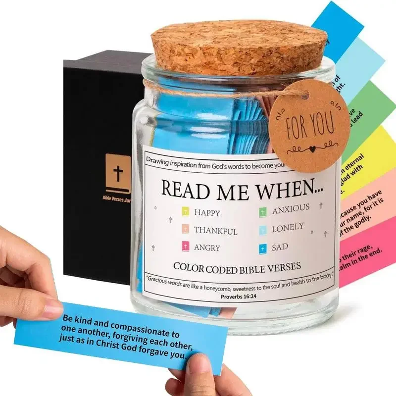 Read Me When-Bible Verses in A Jar, God's Word Storage Jar ,Colorful Bible Verses Gratitude & Blessings Christian