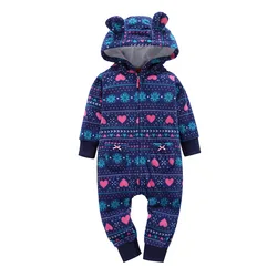 Hooded Animal Style Infant Baby Romper Warm Polar Fleece Pajamas Babe boy girl jumpsuit Sleepwear 6-24M