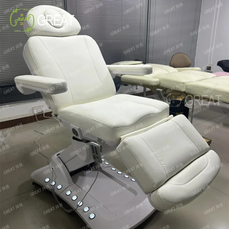 4 Motor Adjustable Rotatable Heating Therapy Spa Salon Eyelash Lash Bed Beauty Chair Treatment Massage Table