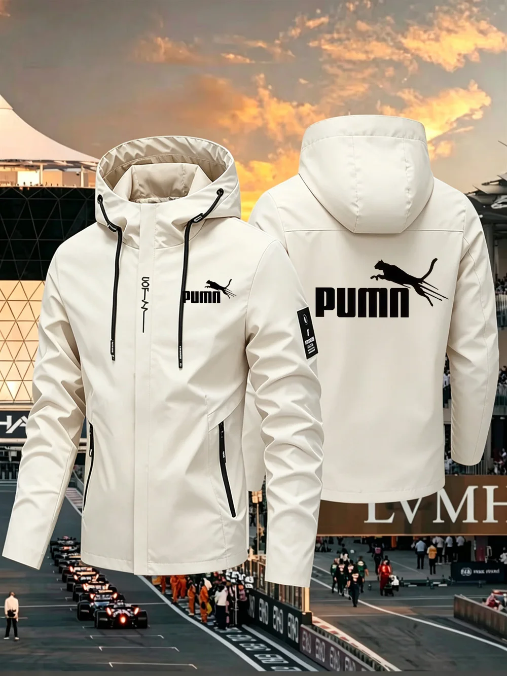 2026 Men's Waterproof Hooded Lightweight Cycling Printed Jacket, Street Style Outdoor Hiking Windproof Casual Coat