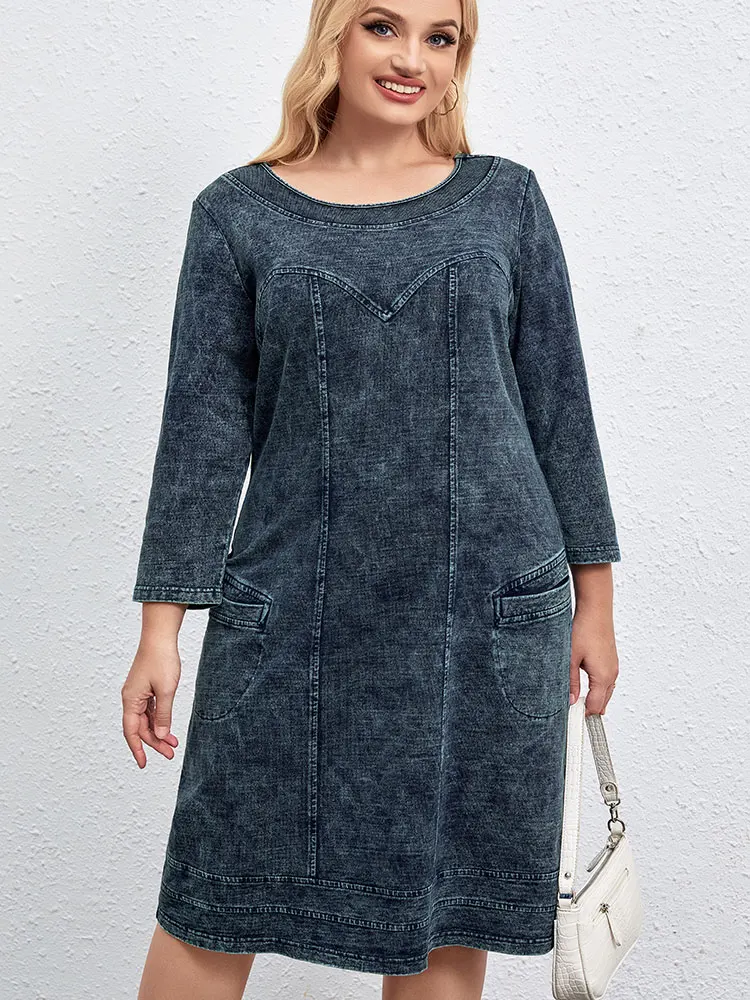 Robe en jean décontractée grande taille pour femmes, coupe ample, Mini robe, plusieurs couleurs disponibles