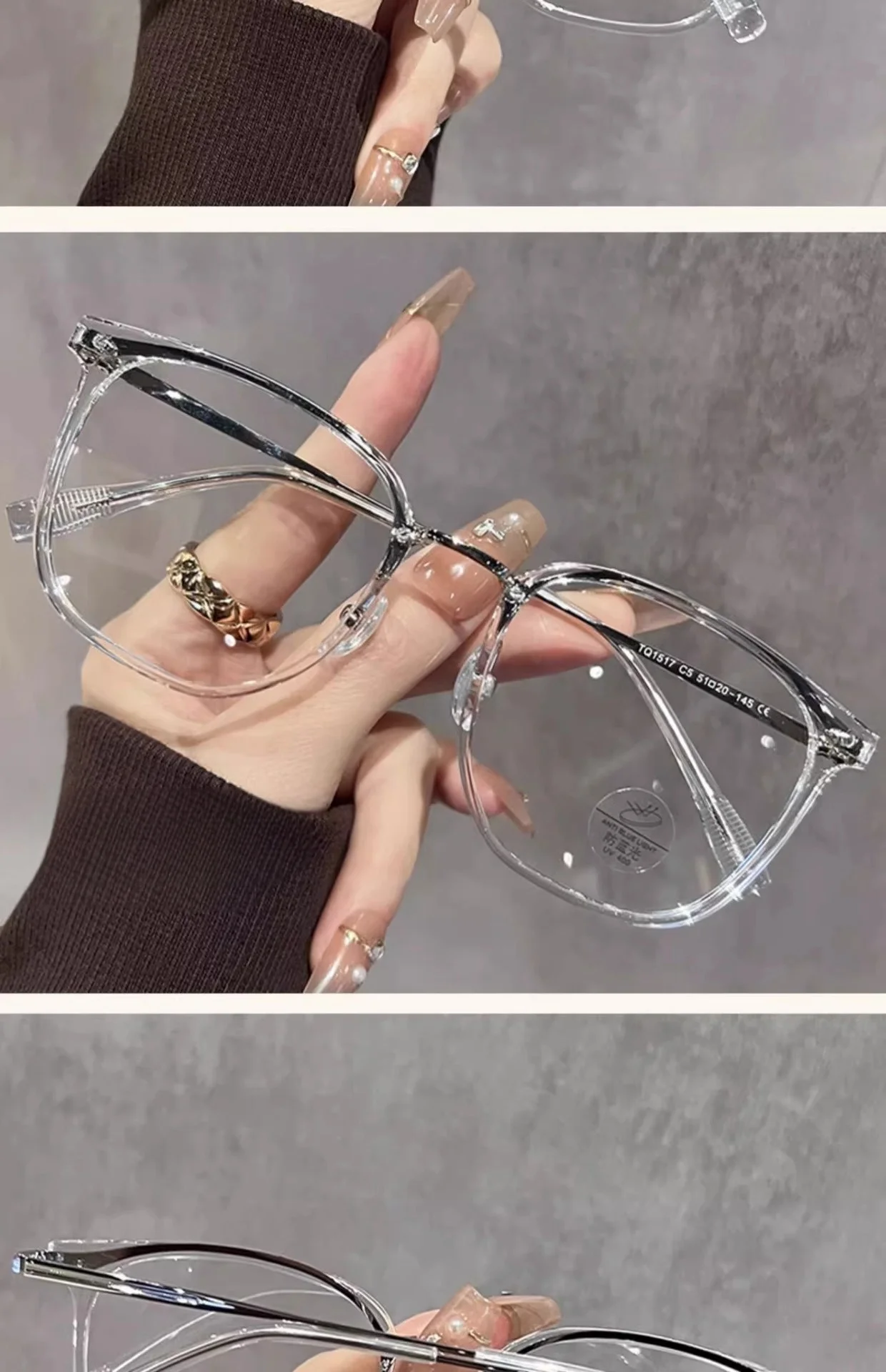 Tr90 Brillen gestell Retro quadratische und runde Damen brillen rahmen modische braune optische Brillen rahmen Frauen 1517 – Detail 14
