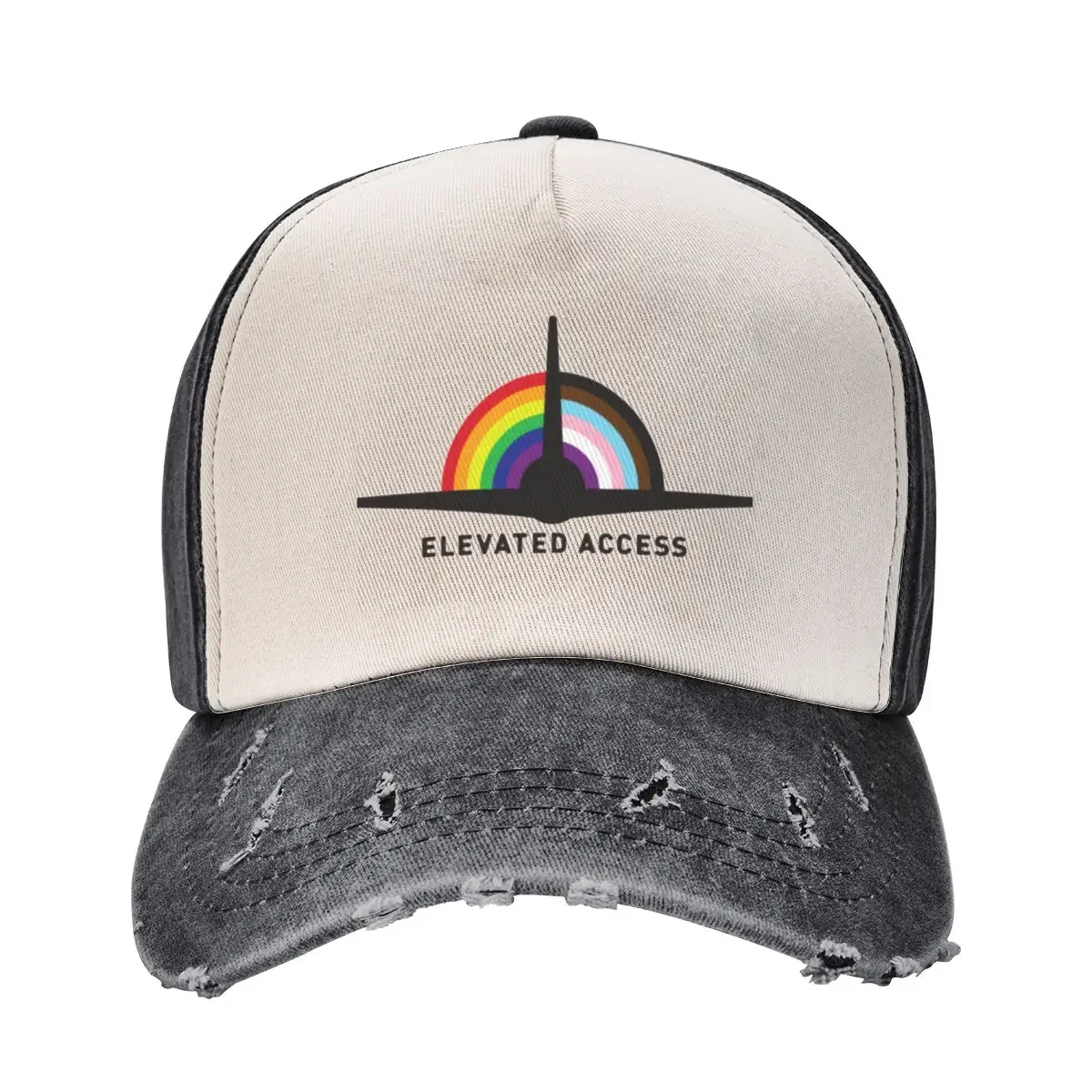 Elevated Access with Text Black Baseball Cap Designer Hat Icon Mountaineering Christmas Hat Women's Beach Outlet Men's