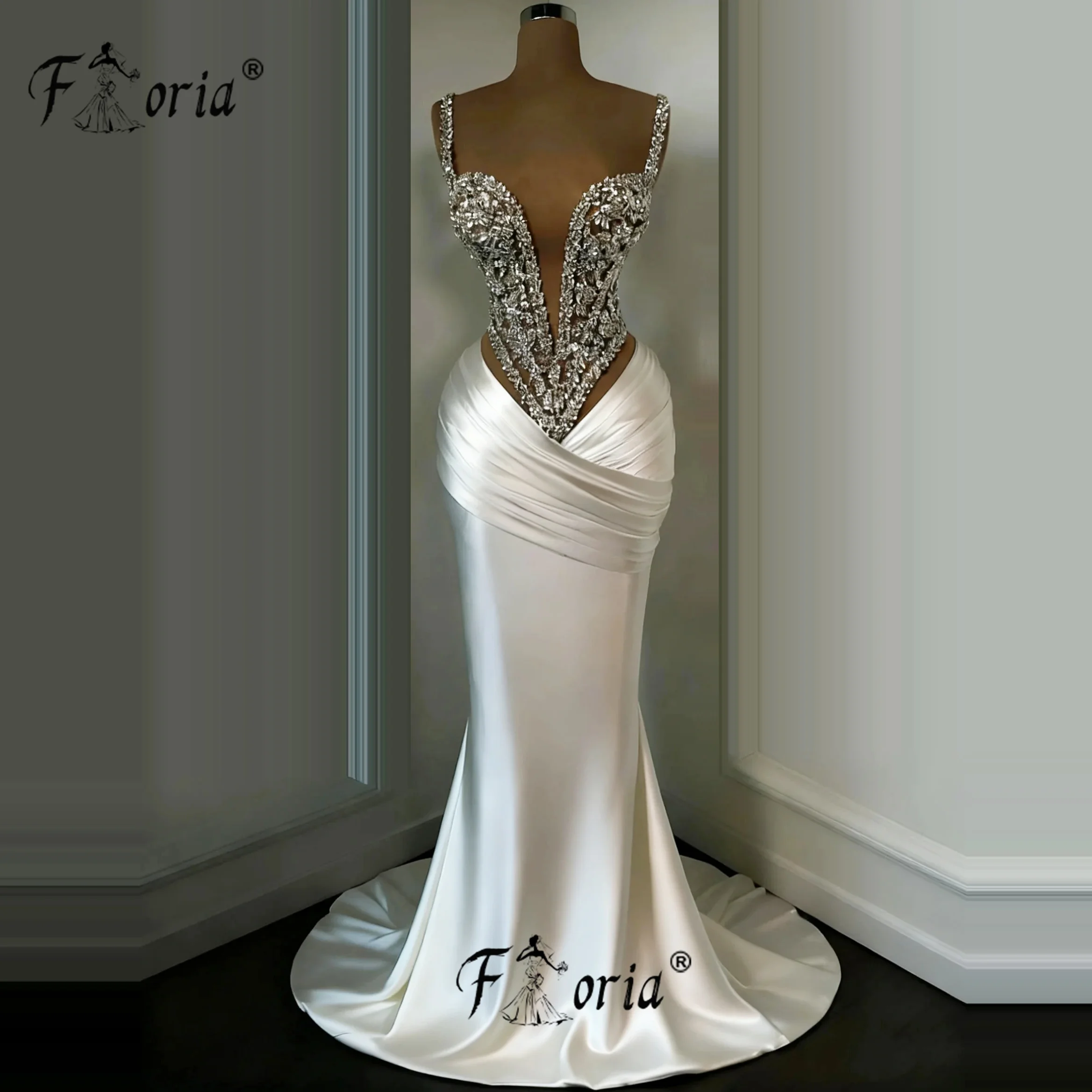 

Сексуальные свадебные платья русалки с кристаллами и бисером, арабское женское длинное вечернее платье, помолвочное платье для гостей, индивидуальное платье De Mariee 2026