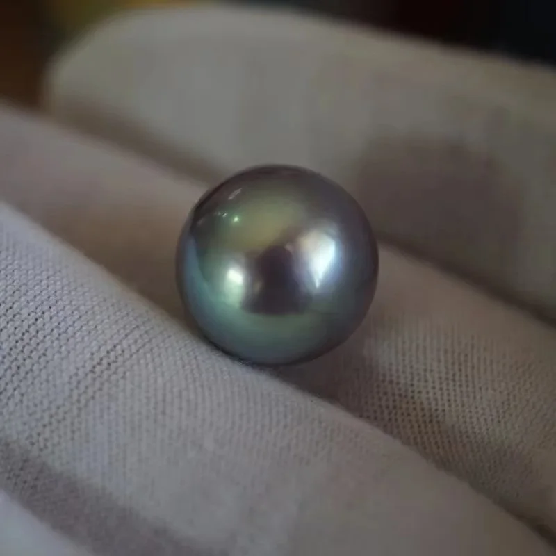 Charming 13-14mm Natural Black Peacock Genuine Round Loose Pearl DIY Gifts