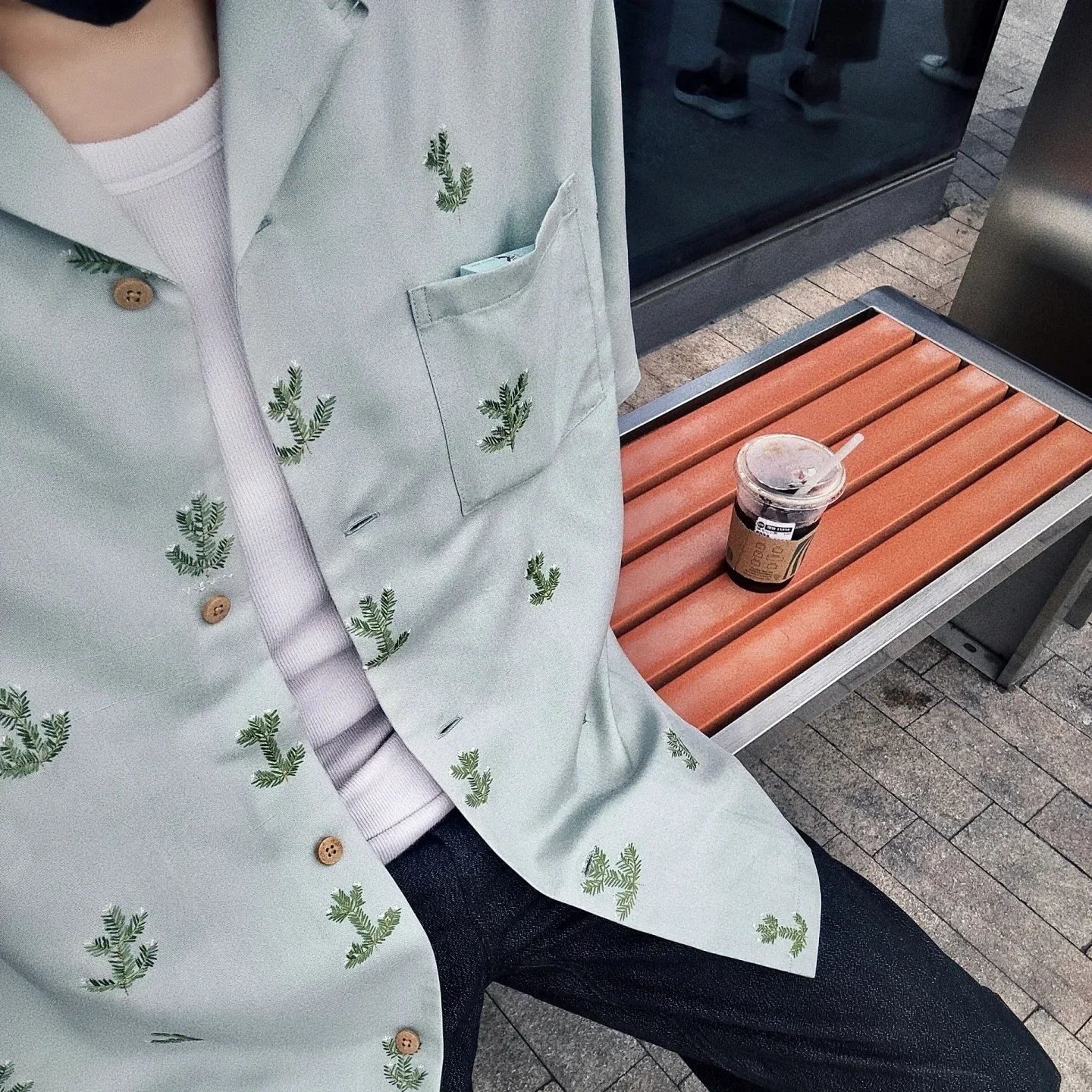 2025 VISVIM 24AW CROSBY SHIRT Camicia a maniche corte ricamata in pino di seta S/S