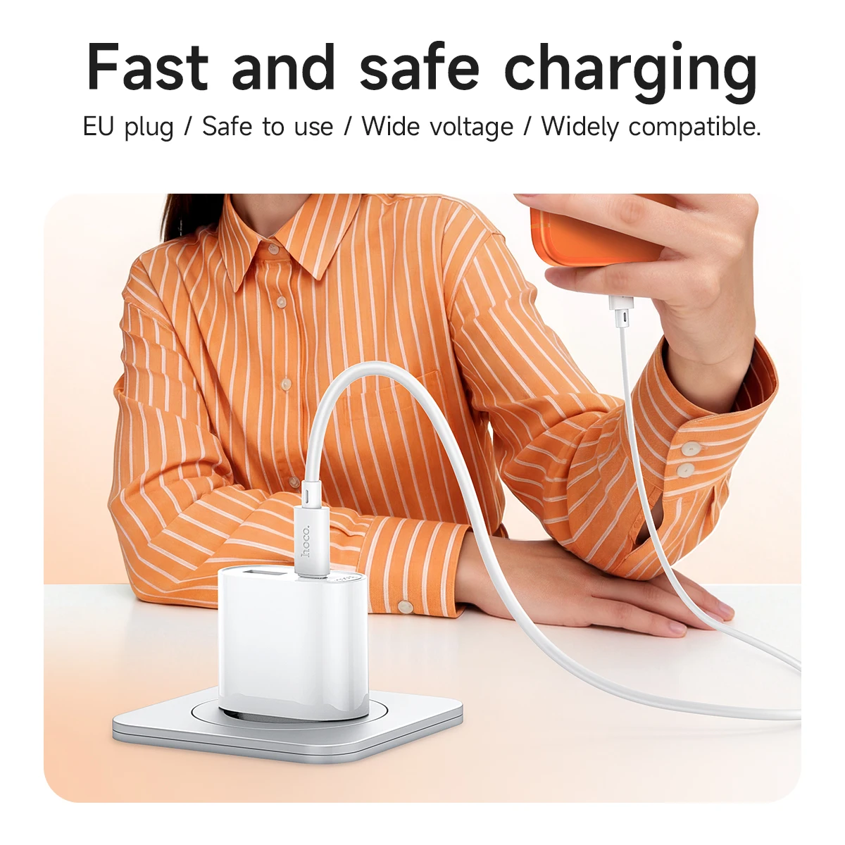 HOCO PD20W QC3.0 Fast Charging Phone Charger For Xiaomi 15 17 Ultra PD3.0 USB C Port Travel Wall Adapter For Huawei P30 P40 Pro view 4