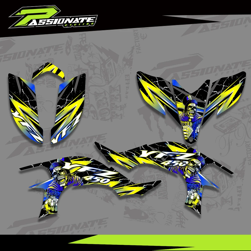 Full Graphics Decals Stickers Motorcycle Background Custom For YAMAHA YFZ450R YFZ 450R YFZR 450 2003 2004 2005 2006 2007 2008