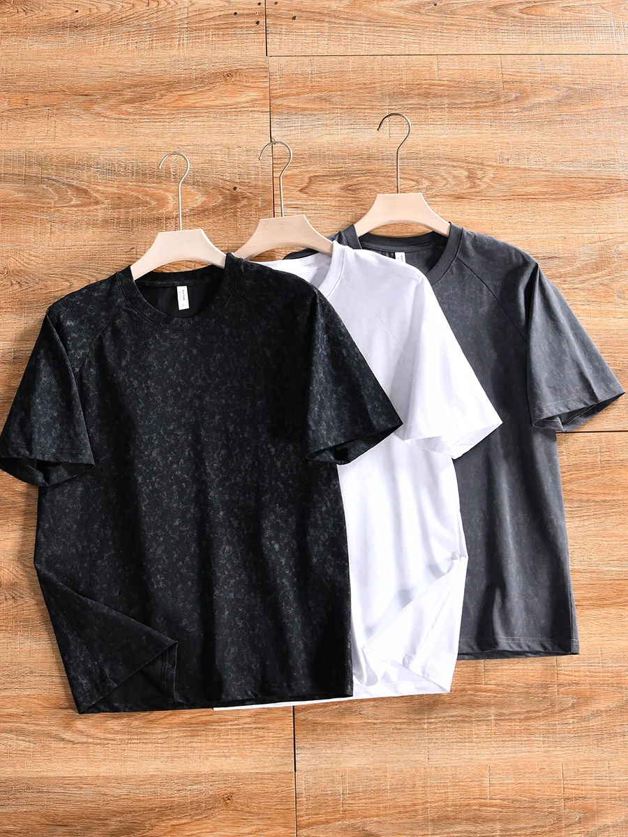 Loose Fit Digital Print Liquid Ammonia Cotton Short Sleeve T-Shirt round Neck Casual Summer Top for Men Youth Fashion