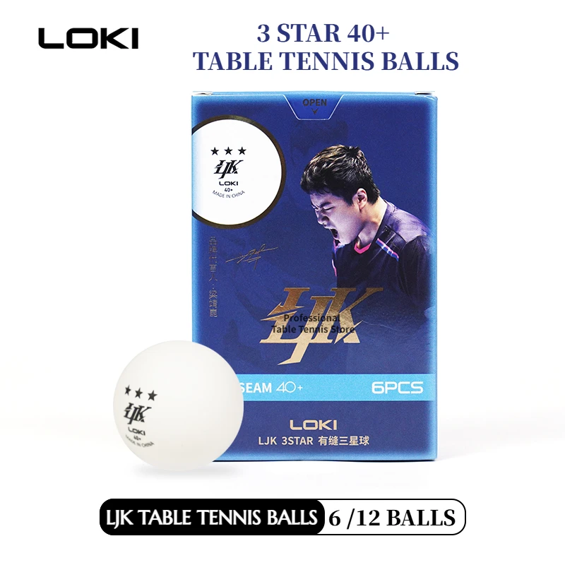 

LOKI 6/12PCS LJK 3-star Seamed Table Tennis Ball 40+ Competition Balls Training Special Ball Loki Professional Ping Pong Balls
