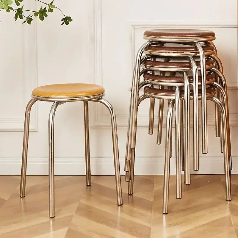 Interior Round Dining Stools Bench High Living Room Dressing Stools Kitchen Cheap Cadeiras Decorativas De Sala Home Furniture image 6