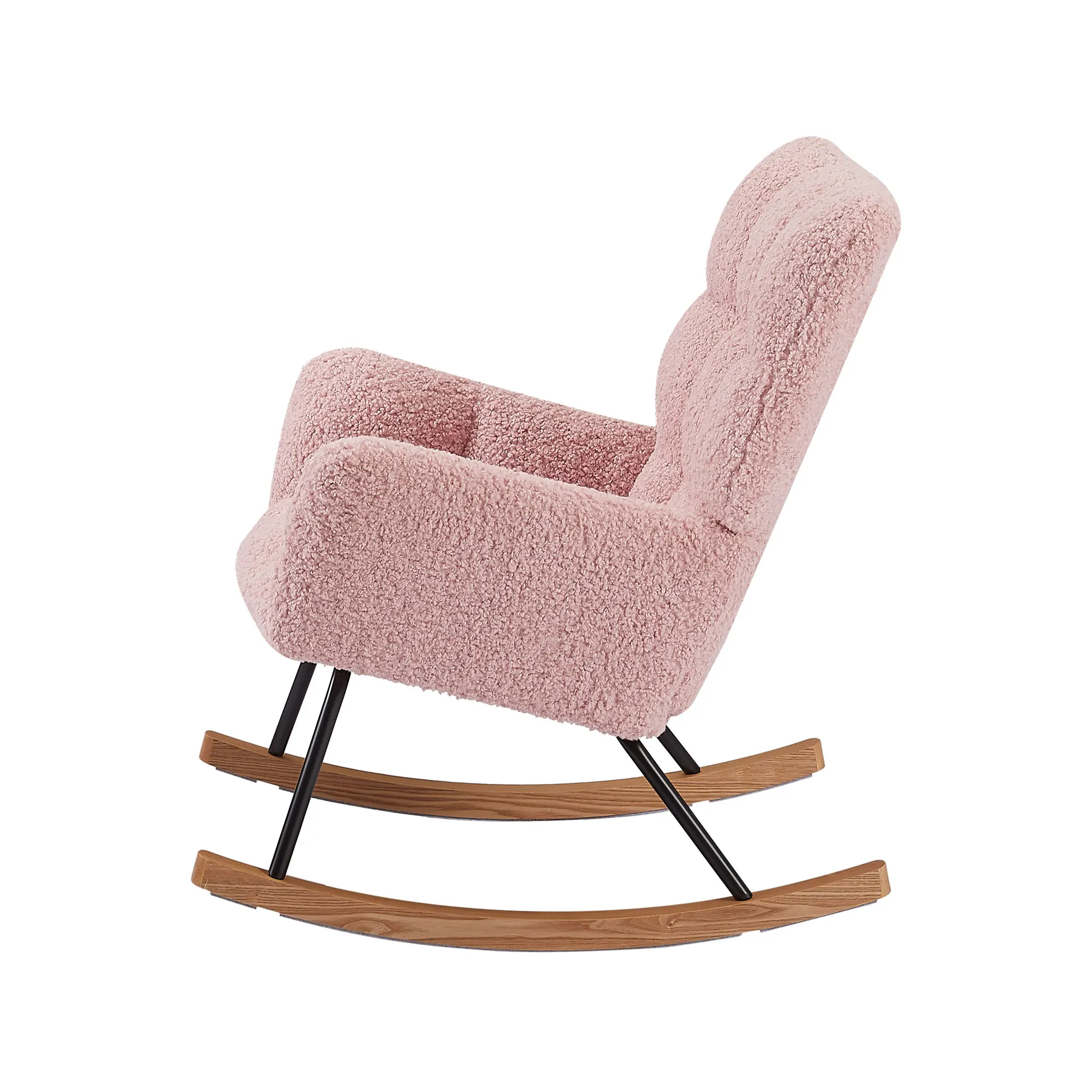 Modern Rocking Chair With High Backrest Armrests Ergonomic Design Lounge Recliner Chair For Living Room Bedroom Playroom