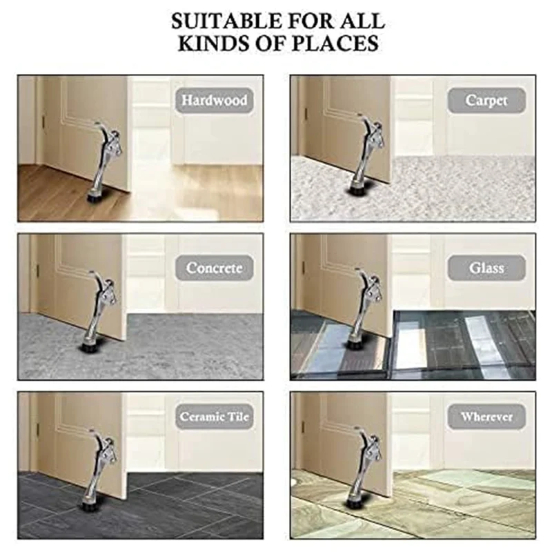 M20K Foot Door Stop Automatic Foot Door Door Stop Invisible Adjustable Movable Anti-Collision Brake 4 Inches 3Pieces