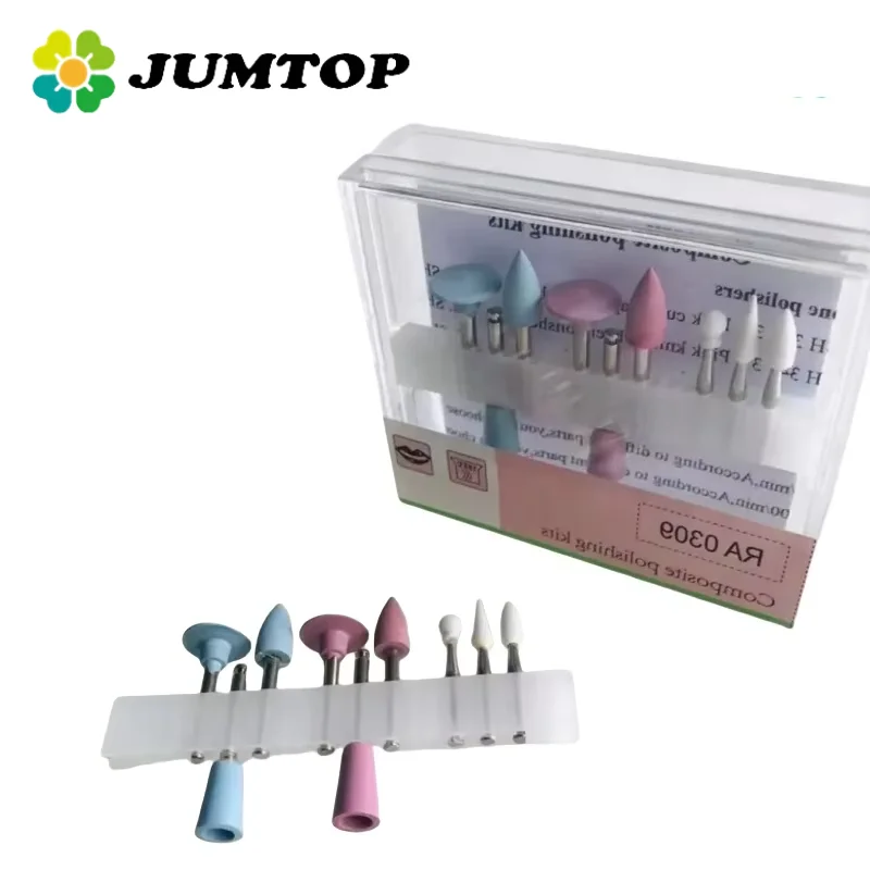

JUMTOP 9Pcs Dental Polishing Bur Kit Composite Resin Rubber Porcelain Teeth Polisher Kit Dentistry Tool