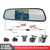 Cámara de visión trasera con Monitor de espejo para coche, cámara de espejo retrovisor para estacionamiento de vehículos, pantalla de 4,3 pulgadas, cámara de marcha atrás Hd