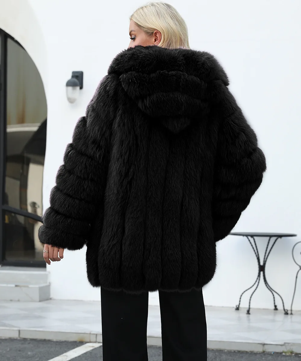 Faux Fox Fur Coat Women Solid Fur Jacket Long Sleeve Turn Down Collar Open Stitch Thick Warm Fur Loose Casual 2026 Autumn Winter